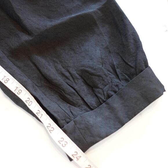 Armani Exchange Pants Womens 2 Black Pleated Cuffed Jacquard High Rise Minimal - Picture 9 of 13